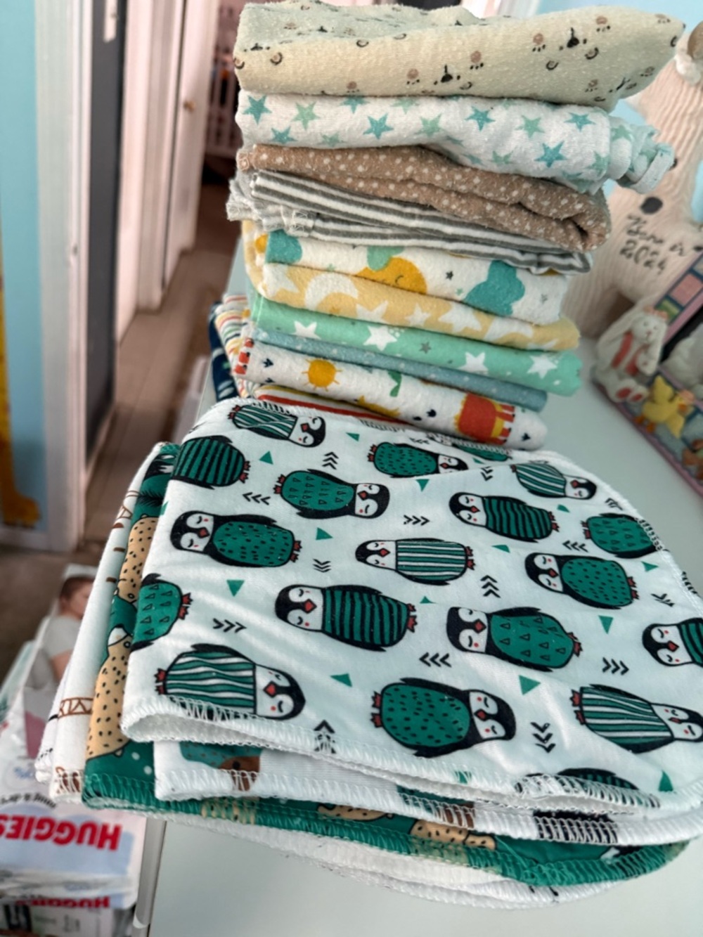 Baby Burp Cloths Stack - Print Varies